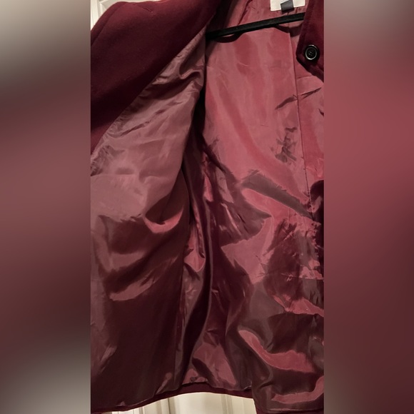 Old Navy Wine/Burgundy Wool Blend Coat - Picture 4 of 5